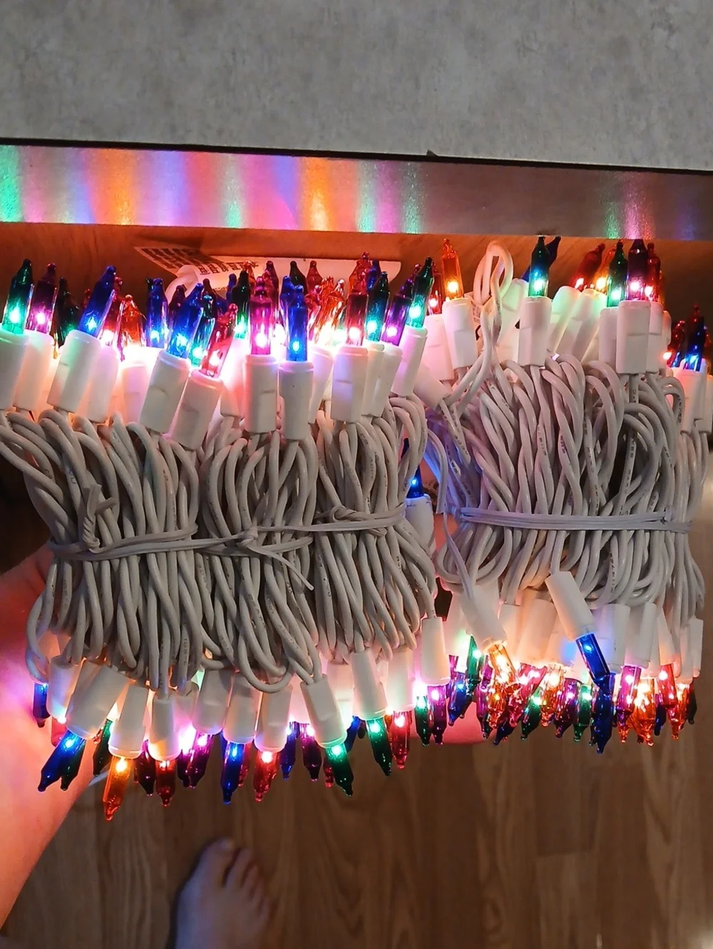 2 NEW Holiday Home White Wire Party String Lights Multicolor Incandescent Bulbs